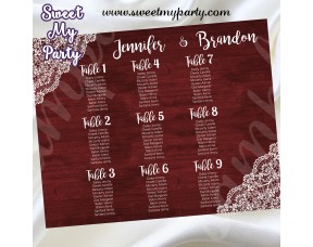 Rustic Wedding Seating Charts,Vintage Wedding Seating Plan,Wood Lace Wedding Seating charts,(017w)